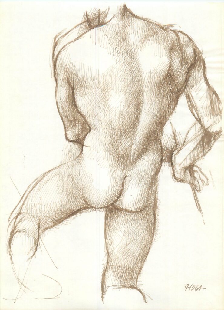 Stanley Mitruk, 1964 drawing, male nude, figure study