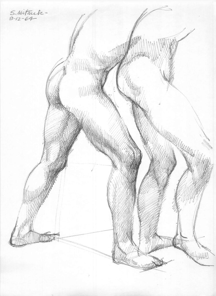Stanley Mitruk, 1964 drawing, male nudes, figure study