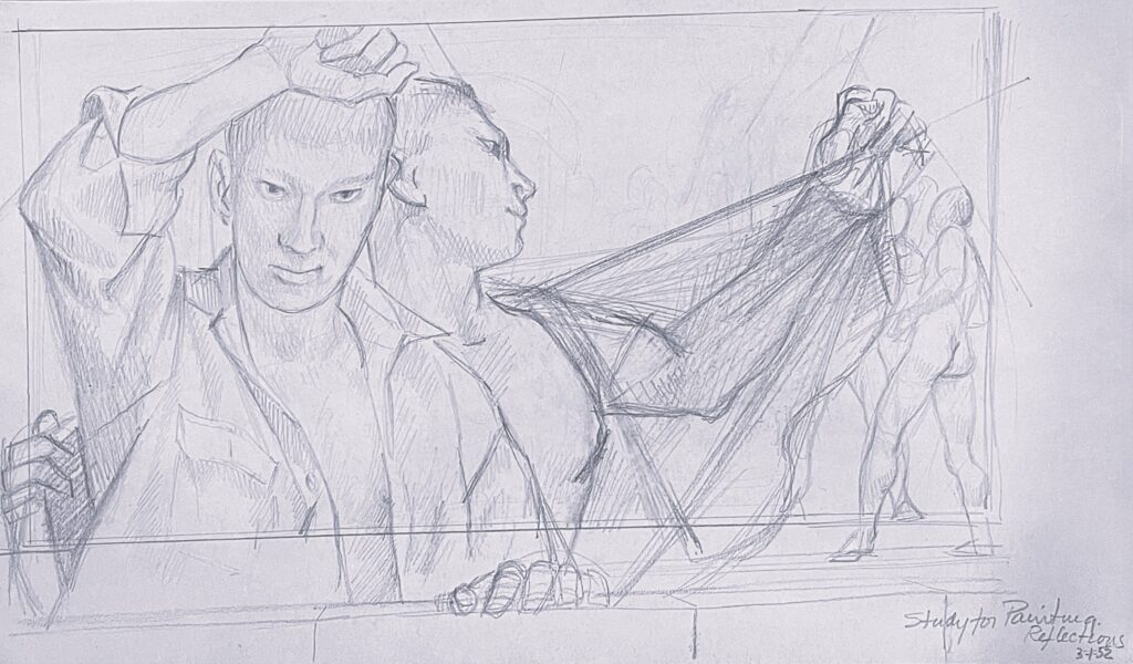 Stanley Mitruk, drawing, Reflections